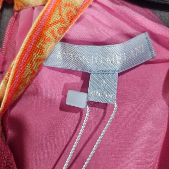 New Antonio Melani Dress Naomi Bloom Pink Linen Blend SZ 2 Summer Halter Sheath - Picture 2 of 10